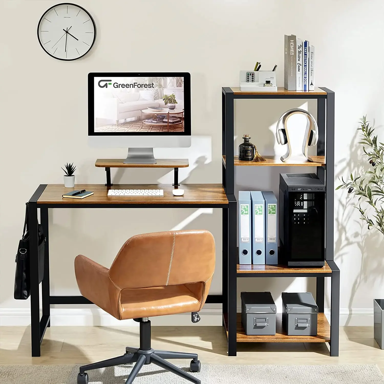 Home desk Small study Writing computer desk With storage rack Keyboard tray Monitor holder