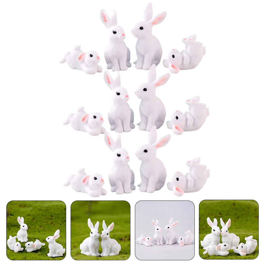 Easter Bunny Ornaments Lucky Rabbit Toys Small Decoration Mini White Bonsai Parent-child