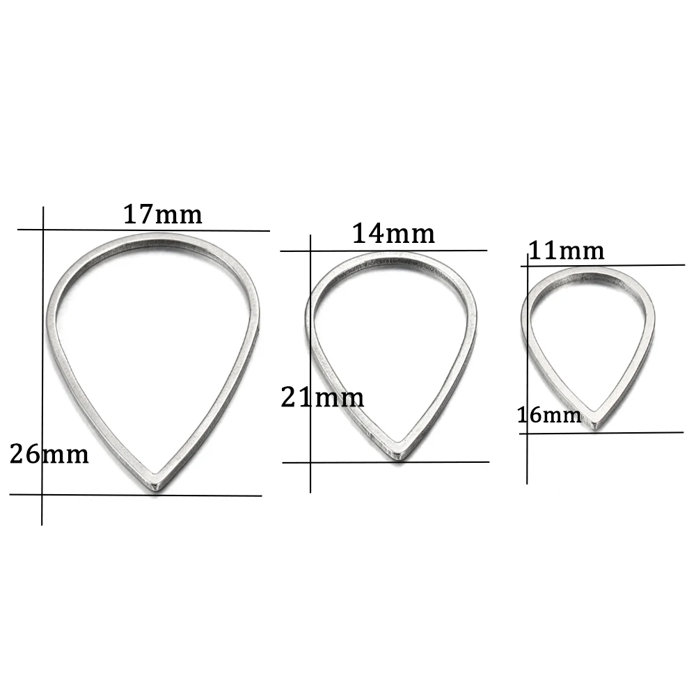 20pcs/lot 16 21 26mm Stainless Steel Waterdrop Closed Frame Teardrop Rings For DIY Earring Jewelry Makings Findings Supplies