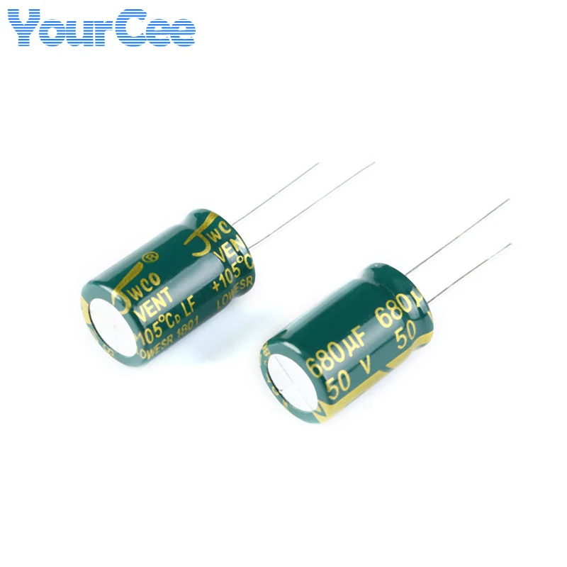 20pcs High Frequency Aluminium Electrolytic Capacitor 10V 16V 25V 35V 50V 63V 100V 1UF~3300UF Capacitance Low Resistance DIP