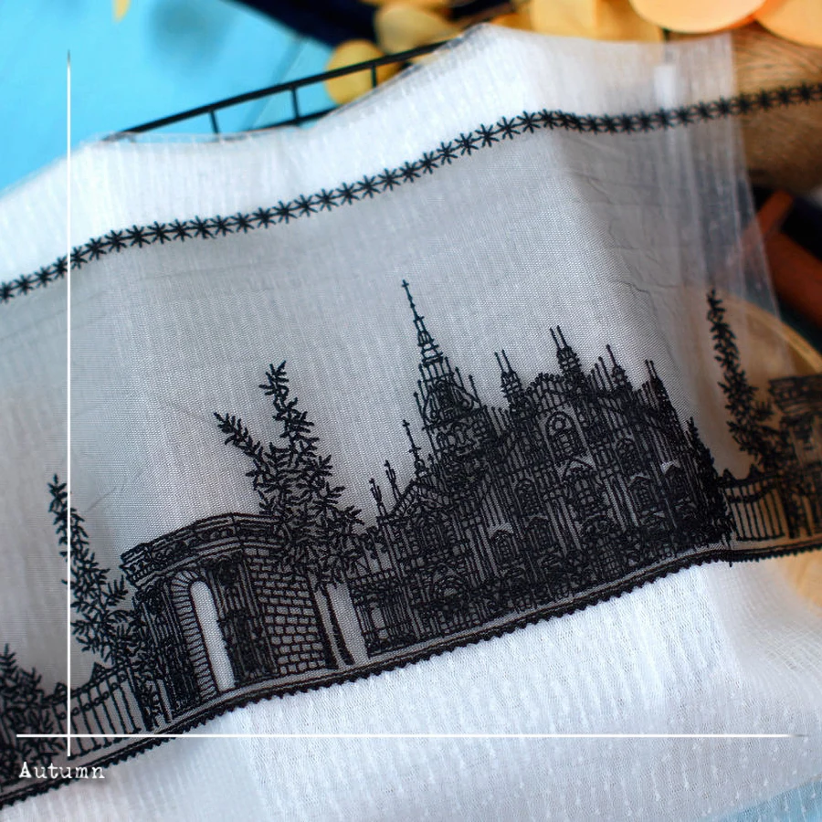 1 ياردة الأميرة القلعة التطريز الدانتيل تقليم فساتين شيونغسام ، الملابس ، اكسسوارات الخياطة ، أقمشة الدانتيل واسعة 17.3 سنتيمتر