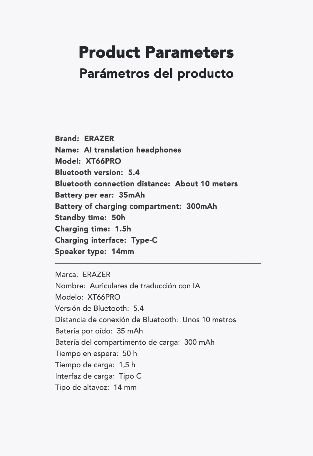 ERAZER XT66PRO Bluetooth-Kopfhörer ASMR-Headsets DIY APP KI-Übersetzer-Ohrhörer Kabellose Kopfhörer 13 Stunden Lange Akkulaufzeit mit Display – Detail 15