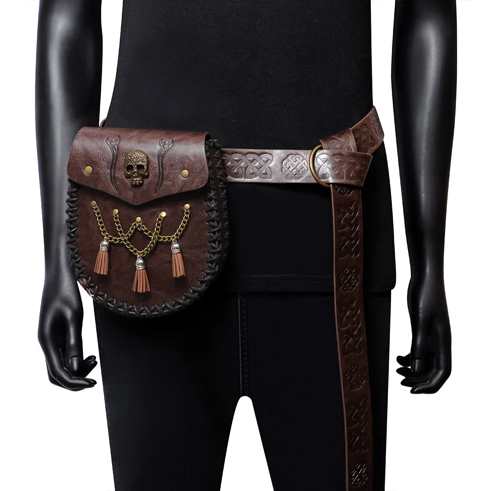 

Punk Sle Faion Medieval Belt Coin Purse Knight Vintage Emed Waist Bag ex Crossbody Bag for All Ocns