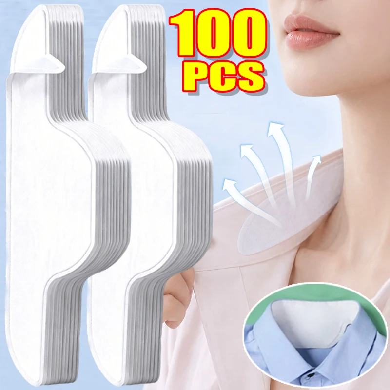 Disposable Shirt Suit Collar Lining Protector Hat Prevent Dirt Non-woven Strip Pad Summer Sweat Absorbs Stickers 100pc Wholesale