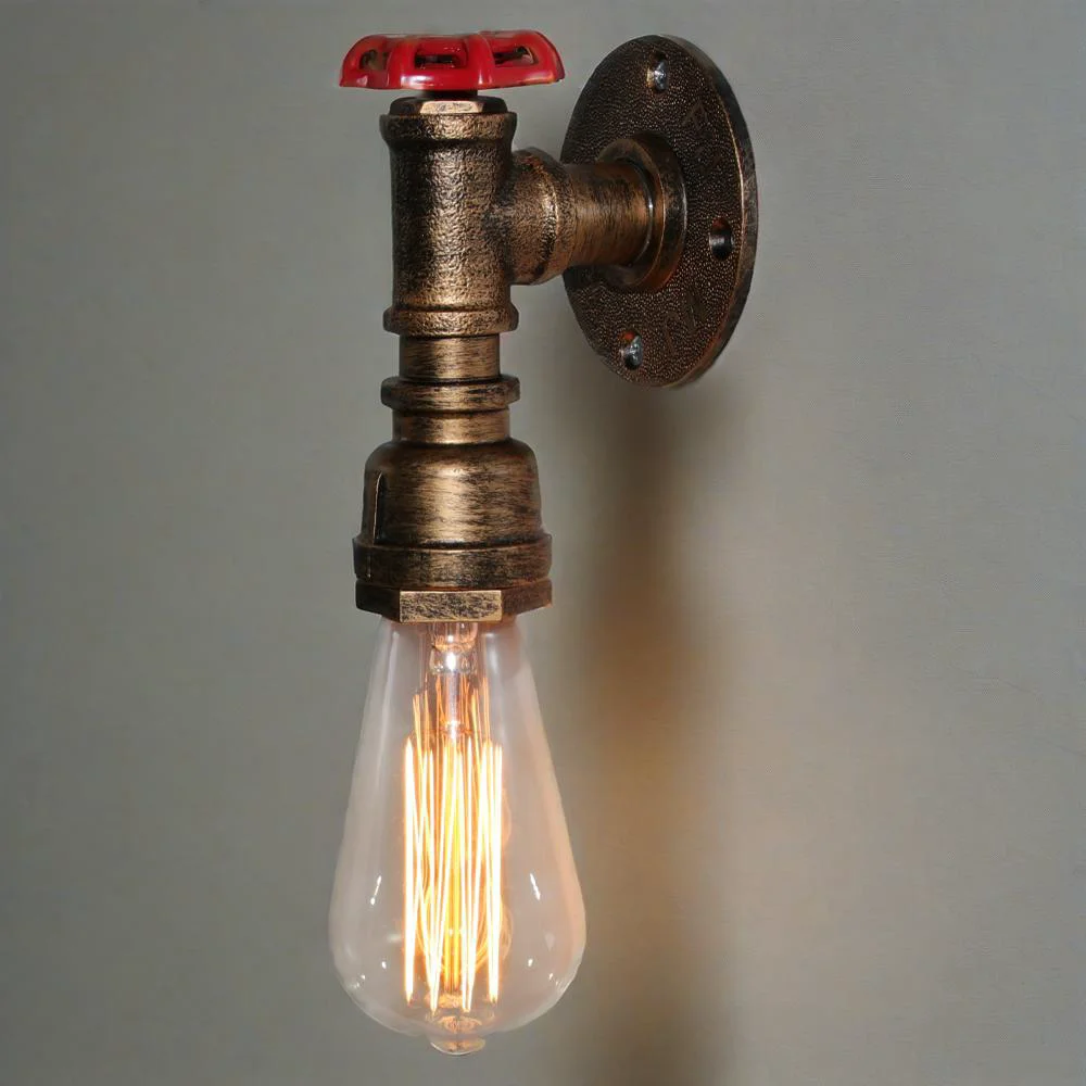 

Vintage Industrial Water Pipe Wall Lamp Retro Loft Steampunk E27 Wall Light Living Room Bar Restaurant Kitchen Lighting Fixture