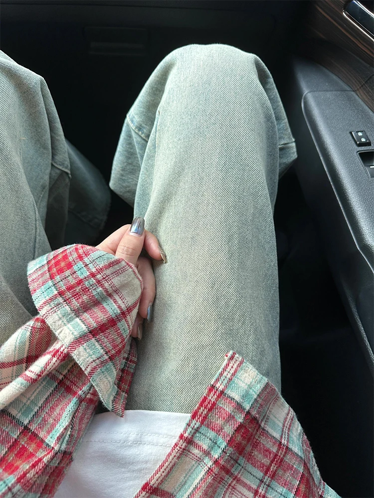 

Cleanfit Iceberg Blue Men's Summer Thin Straight American Vibe Jeans Slimming Casual Loose Fit Jeans mid High Waist Waed