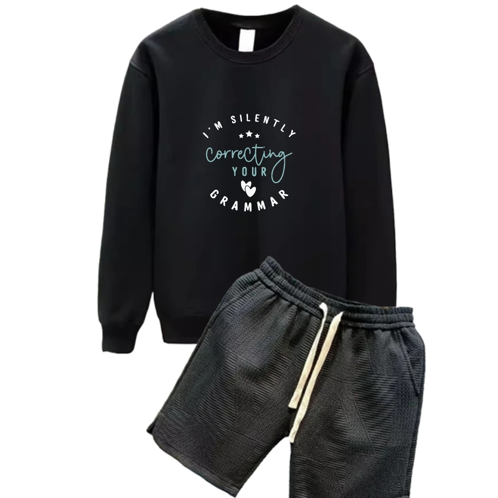 

2025 Mint-colored English heart print suits Spring And Autumn Men's Tracksuit Set Casual Daily Wear Stylish Comfortable Outfit