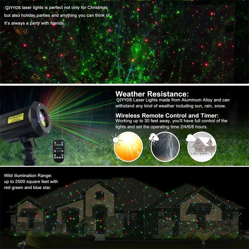 Full Sky Star Laser Projector Firefly Laser Light Landscape Lighting Christmas Party 10W  Stage Lights Outdoor Garden Lawn Lamp