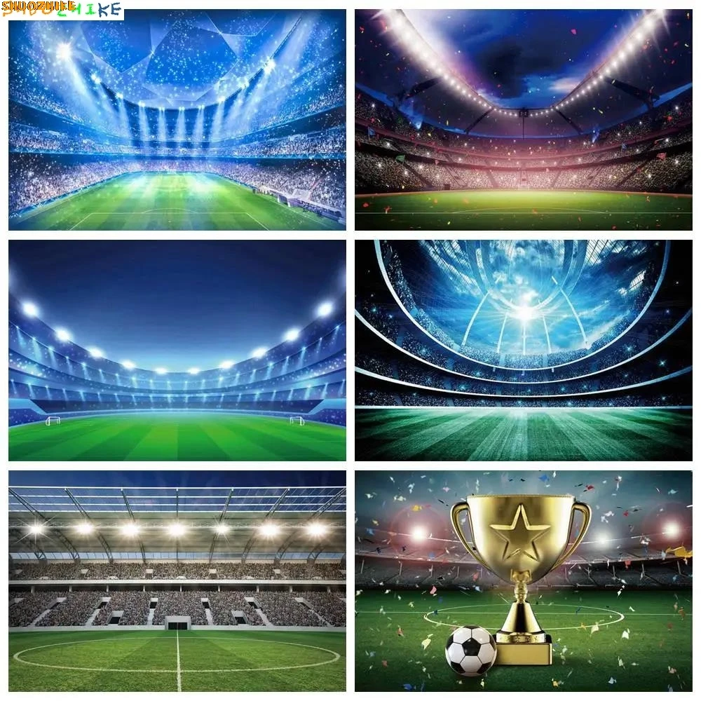 

Blue Green Soccer Football Field Boys Birthday Decorations Backdrop Photography Sign Art Party Props Photo Backgrounds