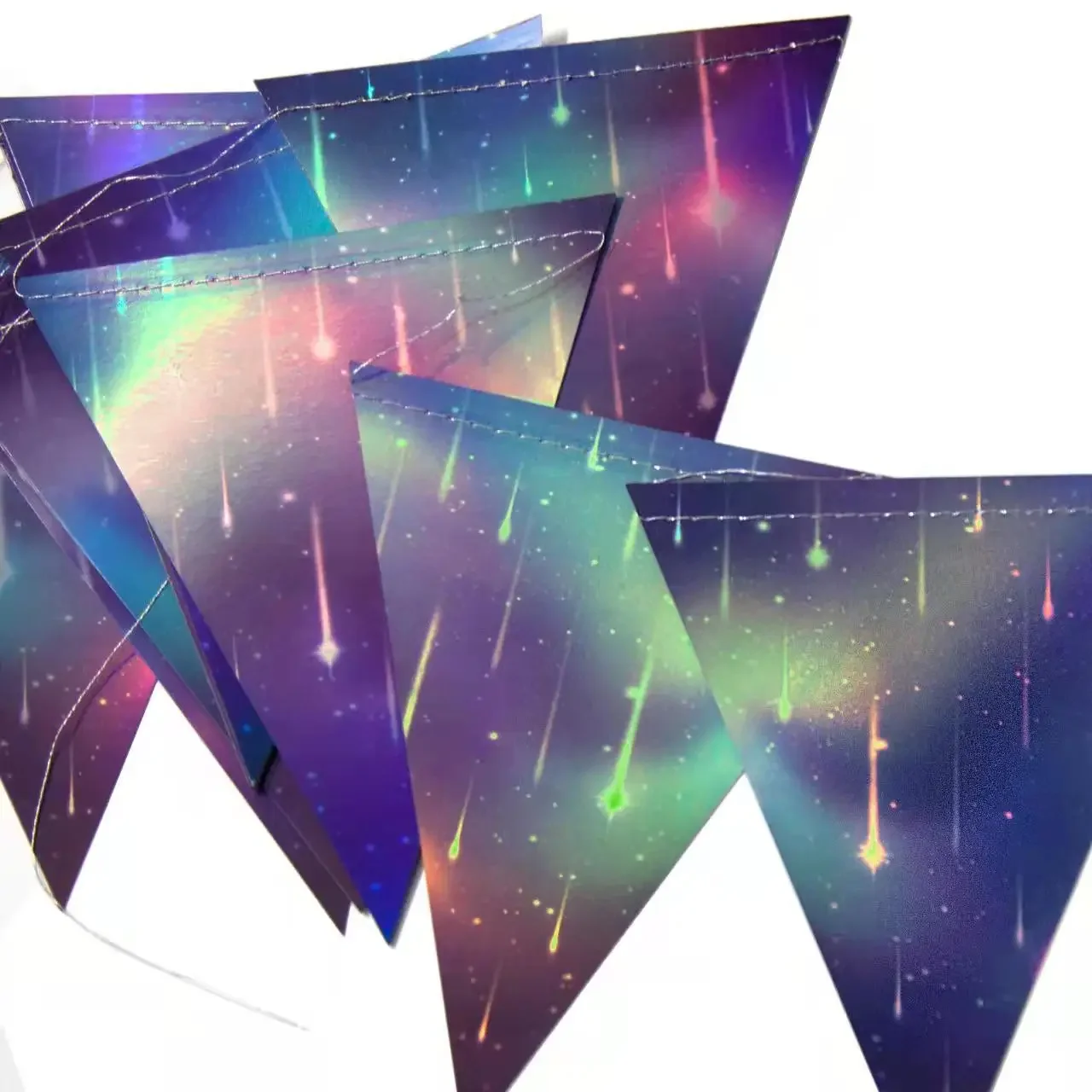 14ft funkeln sternen klare blaue lila Papier flagge Dreieck Banner Dekorationen für Universum Nacht Shooting Star themen orientierte Geburtstags feier – Detail 2