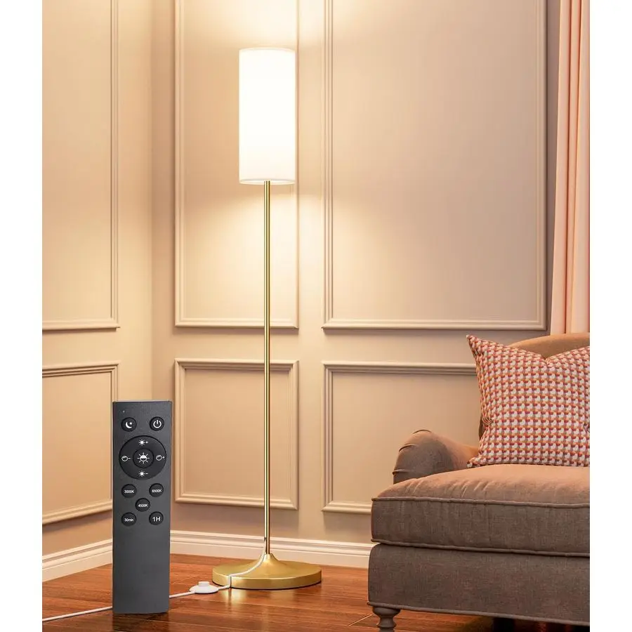 

LED Floor Lamp for Living Room, Dimmable Standing Lamps with Foot Switch,Remote Custom Color Temperature Gold Pole Lamp with Lam