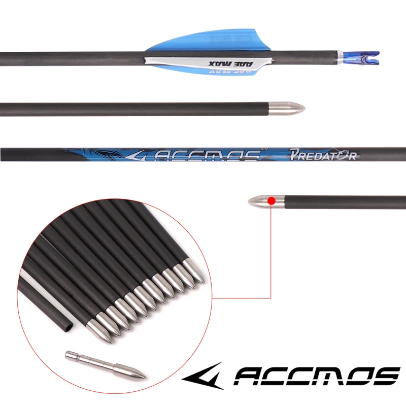 Imagem -02 - Pure Carbon Spine Archery Arrow Shaft id 4.2 mm 300 a 1000 Composto ou Recuvre Shooting Arrow Pcs 12 Pcs