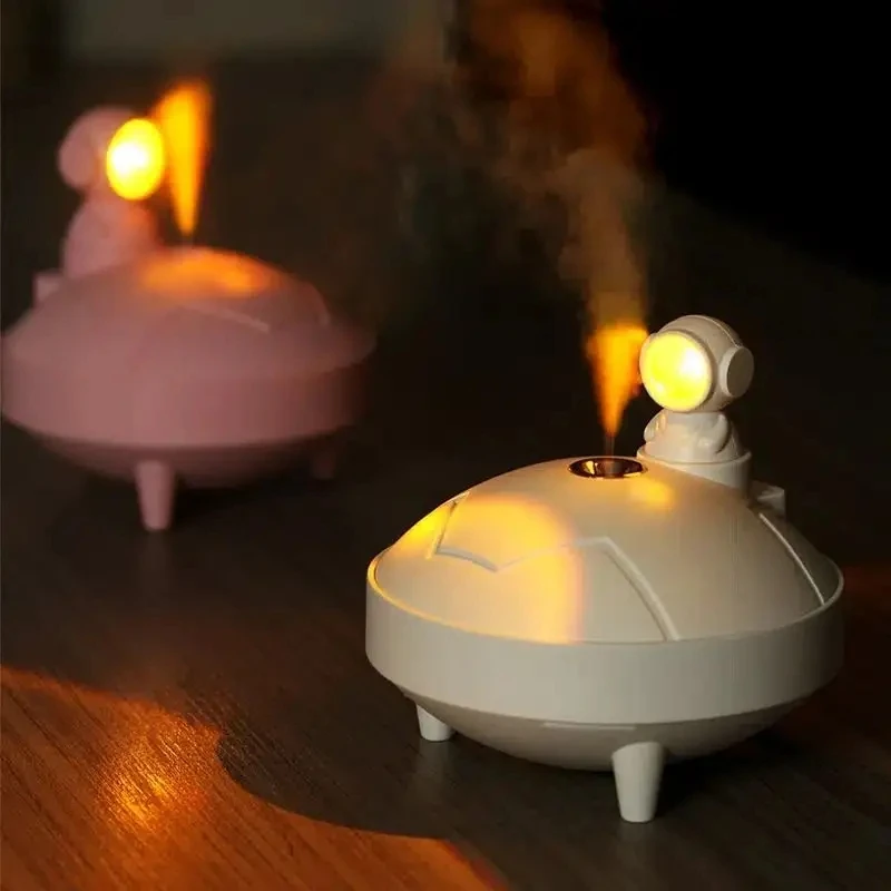 Humidificador de astronauta, adornos para el hogar, luz de atardecer, rehidratación, pulverizador de carga USB