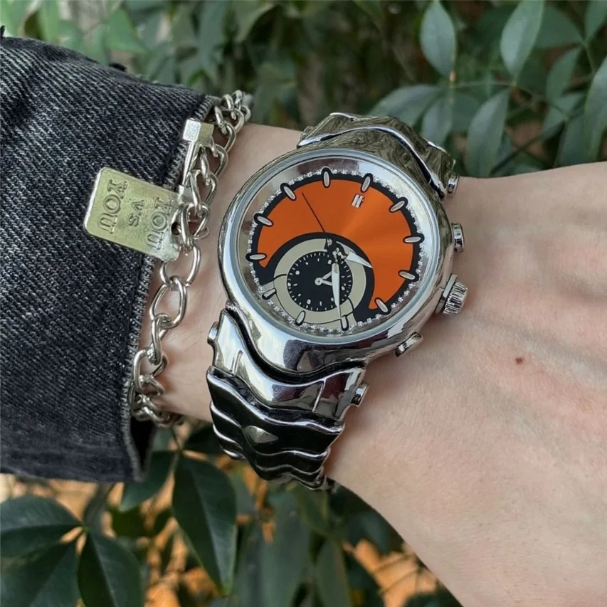 

Мужские кварцевые часы Y2K в классическом уникальном стиле с креативным циферблатом в виде инопланетянина, модные деловые спортивные часы, мужские наручные часы AAA