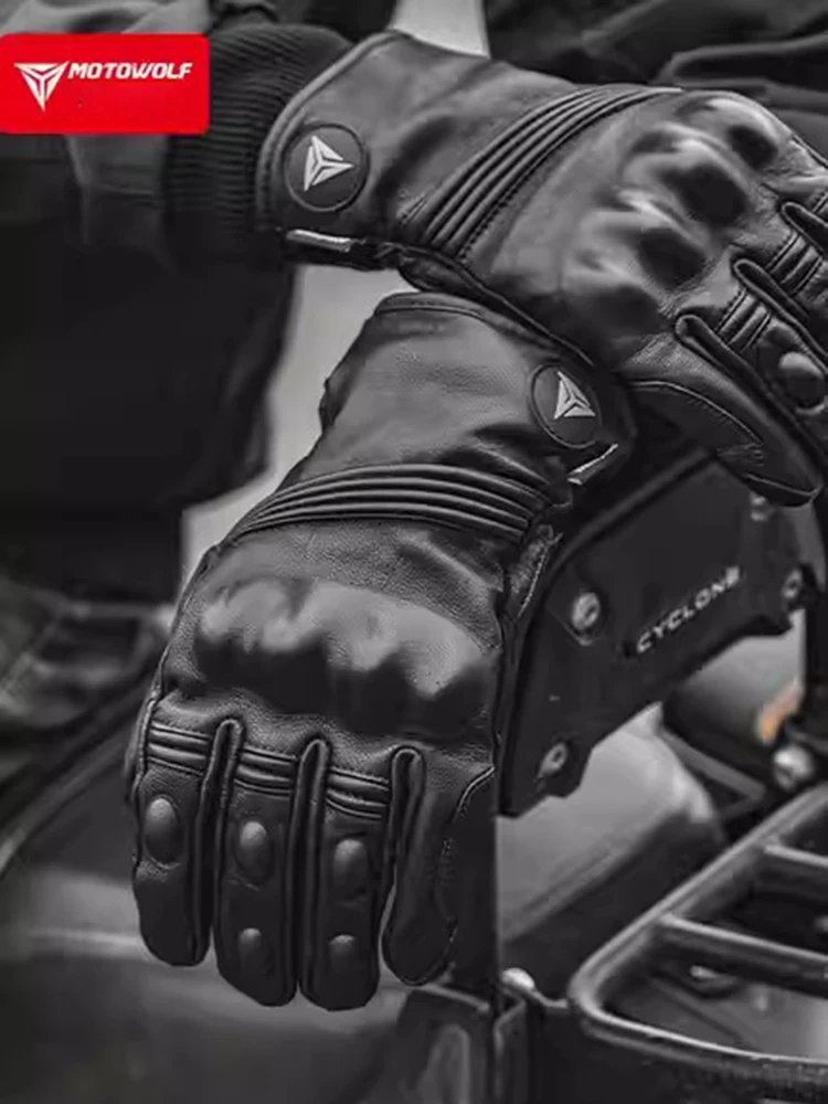

Motowolf Men Women Motorcycle Cycling Driving Gloves | Winter Riding Windproof Warm | Genuine Leather Touch Screen Thermal Glove