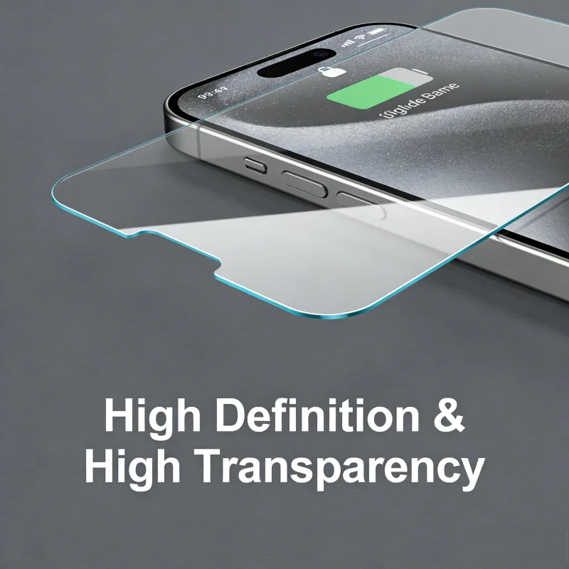 Tempered Glass for iPhone 15 Oleophobic Coating Best Tempered Glass HD film With Cleaning Kit Anti Dust-proof Glass