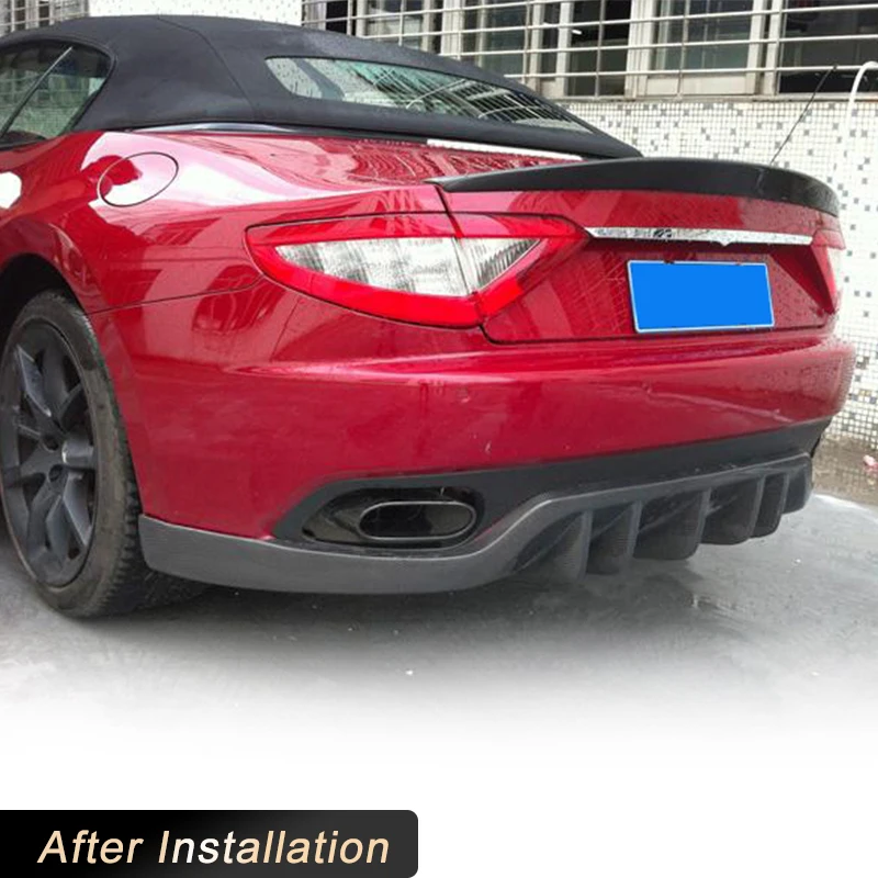 Diffuser belakang mobil, serat karbon bibir untuk Maserati GranTurismo Convertible Coupe 2 pintu 2006-2014 Diffuser belakang balap Spoiler FRP