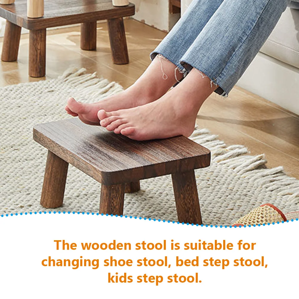 

Solid Wood Stool Foot Bathroom Step Kids Kitchen Small Adults Wooden Stepping Home Bedroom Kitchen MultiPurpose Smooth