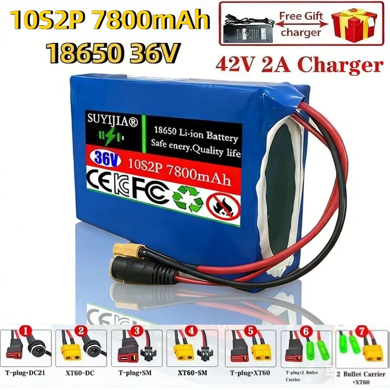 

Аккумулятор 36В, перезаряжаемый литий-ионный аккумулятор 36В 7800мАч 10S2P ​ ​ Аккумулятор 18650 20A с BMS для скутеров и велосипедов