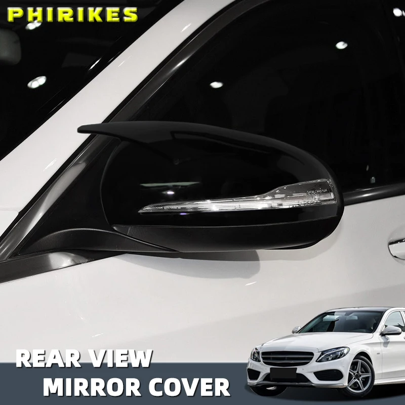 لمرسيدس بنز E GLC S C الفئة W205 W213 X253 W222 سيارة الرؤية الخلفية الجانب مرآة تزيين غطاء الكسوة الملحقات الخارجية السوداء