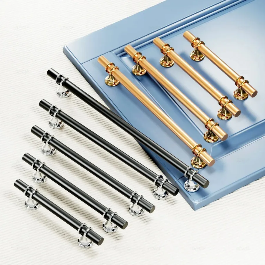 Two Tone Nordic Wardrobe Door Pull Round Tube Flared Leg Handle Stainless Steel Cabinet Drawer Grip Closet Knob