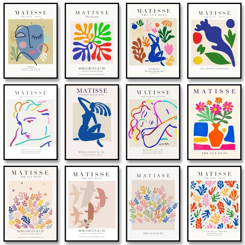 Minimalistische Matisse-Illustration Leinwandgemälde Bunte Korallen Poster Kunstdruck Wandbild für Raumdekoration
