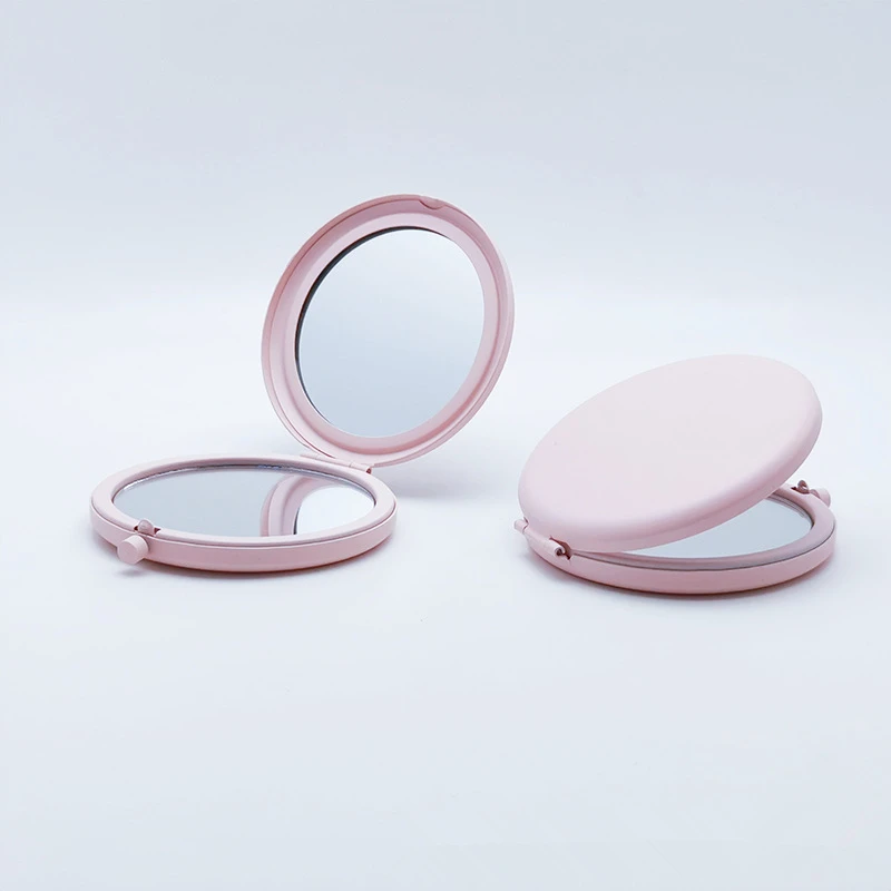 50 Stück Mini-Klappspiegel in Rosa, runde Spiegel, einfache Make-up-Spiegel, Taschenspiegel für Mädchen und Frauen