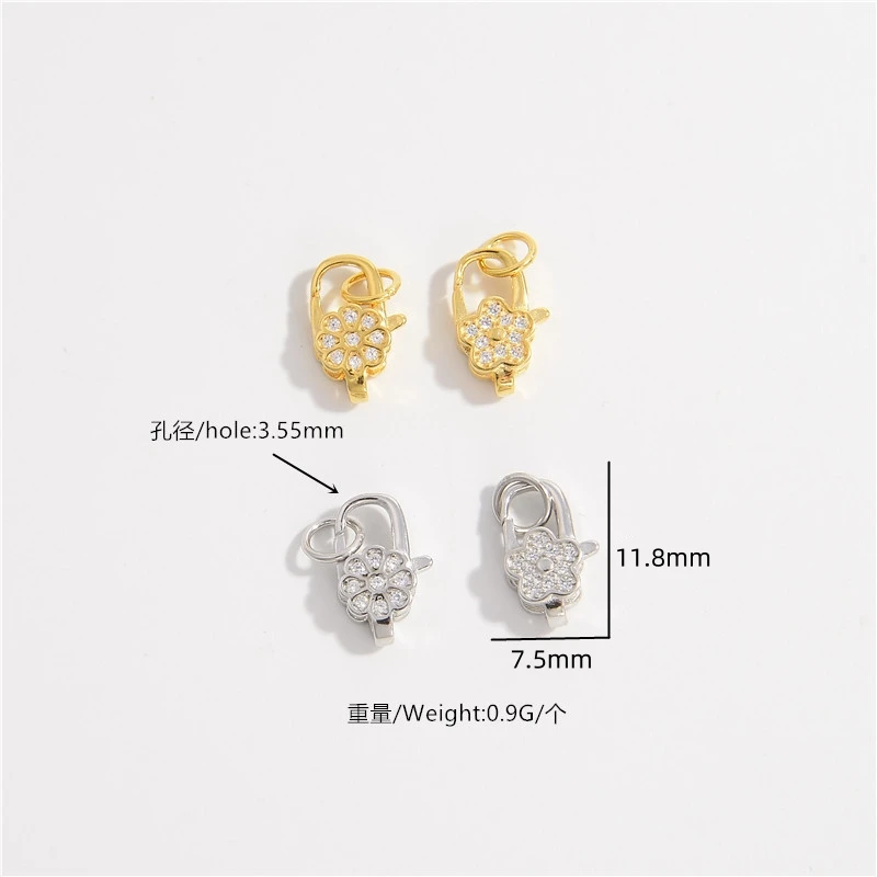 S925 Sterling Silver Double-sided Flowers Connector Buckle Fashion Daisy Jewelry Connecting Lobster Buckle VK12