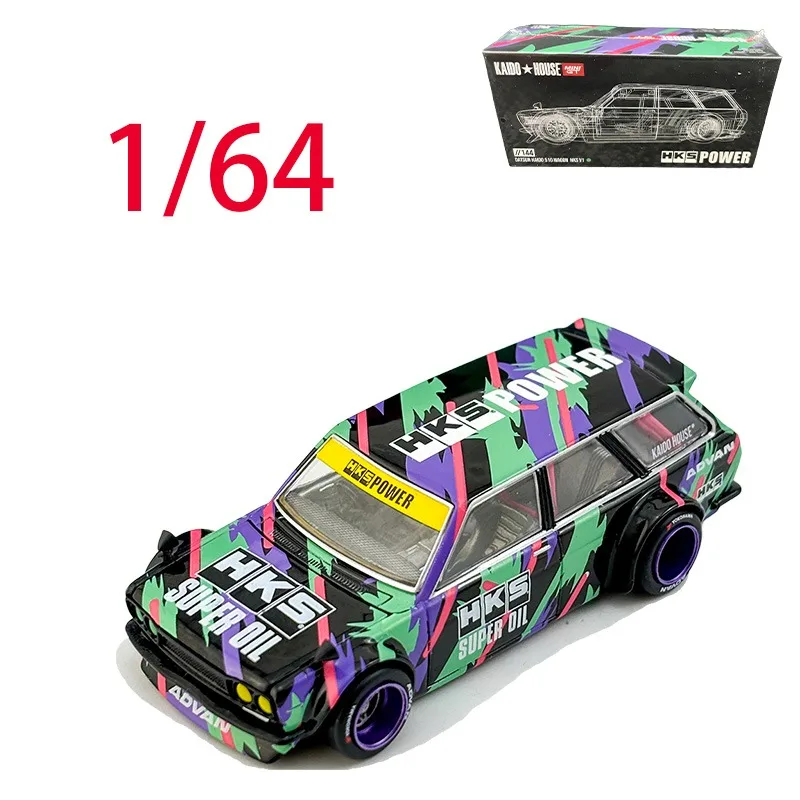 

KAIDO HOUSE&MINI GT, литая под давлением модель автомобиля Datsun из сплава в масштабе 1/64, Datsun 510 HKS # 144 игровых транспортных средств, игрушки для мальчиков, оригинальная коробка