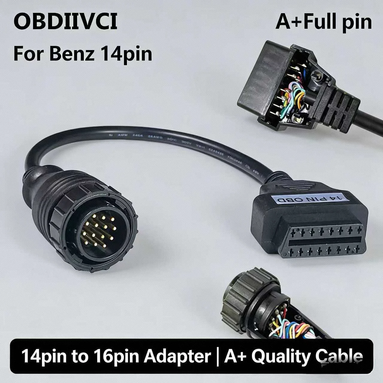 10pcs High Quality For Mer-ce-des B-e-nz 14Pin to 16 Pin OBD 2 DIY Diagnostic Connector Cable 14 Pin Cable For Sprinter Be-nz