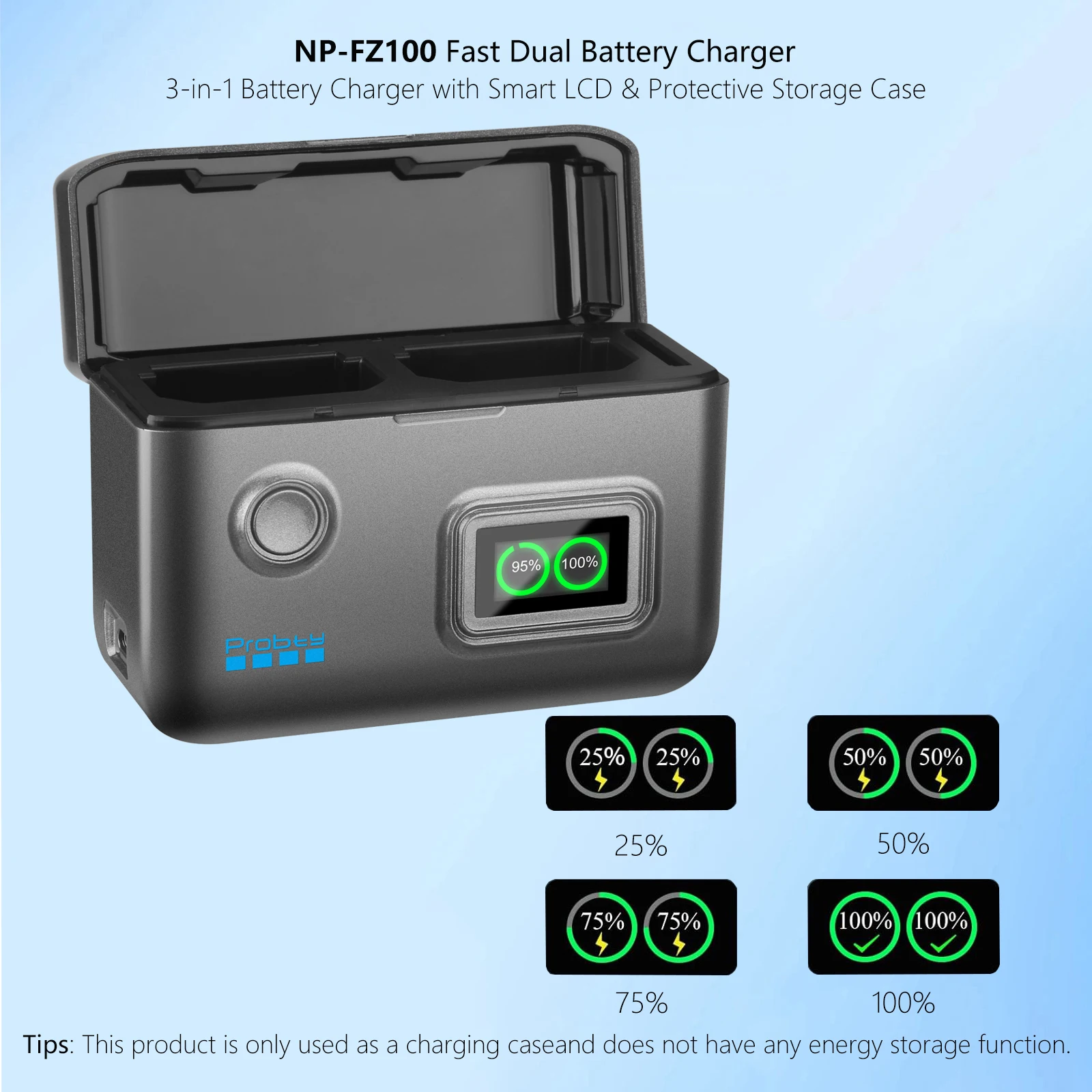 NP-FZ100 شاحن عرض ذكي سريع للبطارية لسوني A7iii, A7iv, A7C, A6700, A6600, ZV-E1, ZV-E10ii, FX3, FX30, A9, Alpha 9 #3