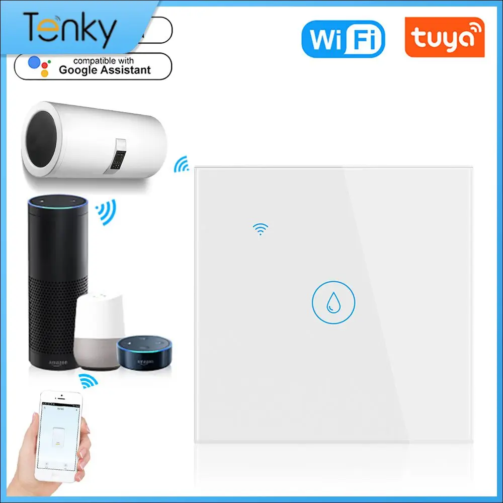 Tuya Wifi Water Heater Switches Boiler Smart Switch EU/UK Standard 40A Luxuray Glass Voice Control Touch Timer Alexa Google Home