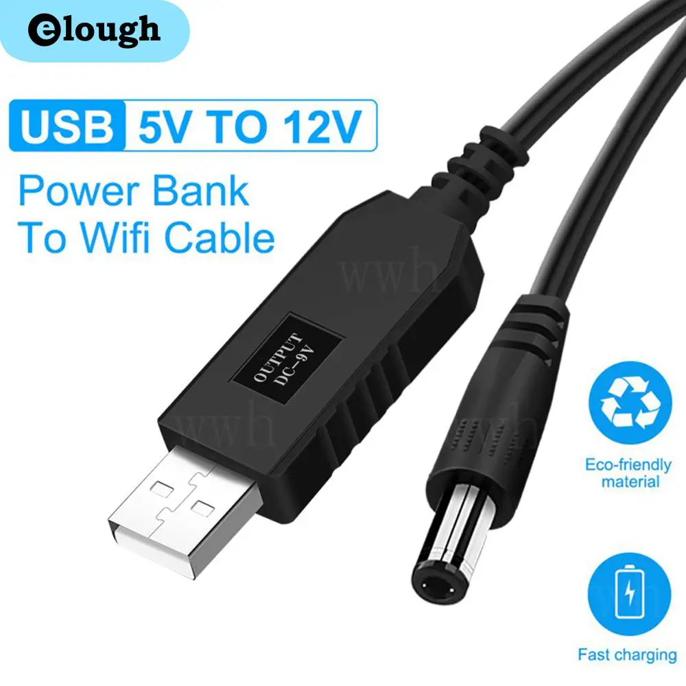 USB-кабель Elough с 5 в пост. Тока на 12 В/9 в пост. Тока, кабель с Wi-Fi для внешнего аккумулятора, USB-конвертер, повышающий шнур для маршрутизатора/камеры Wi-Fi