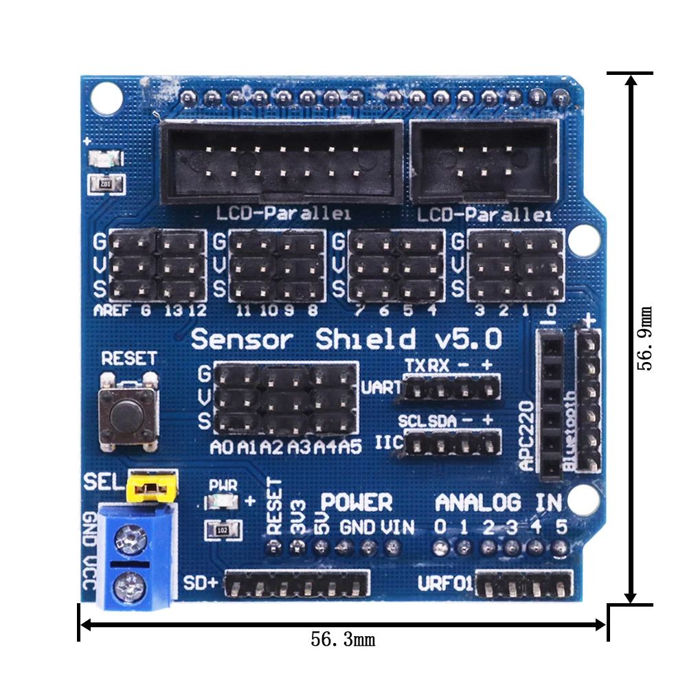 Imagem -05 - Sensor Escudo v5 Placa de Expansão para Arduino Uno r3 Eletrônico Blocos de Construção Acessórios do Robô V5.0