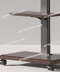 32-75 Inch Wood Grain Mobile TV Cart, Middle Tray, Concealable, Floor TV Stand