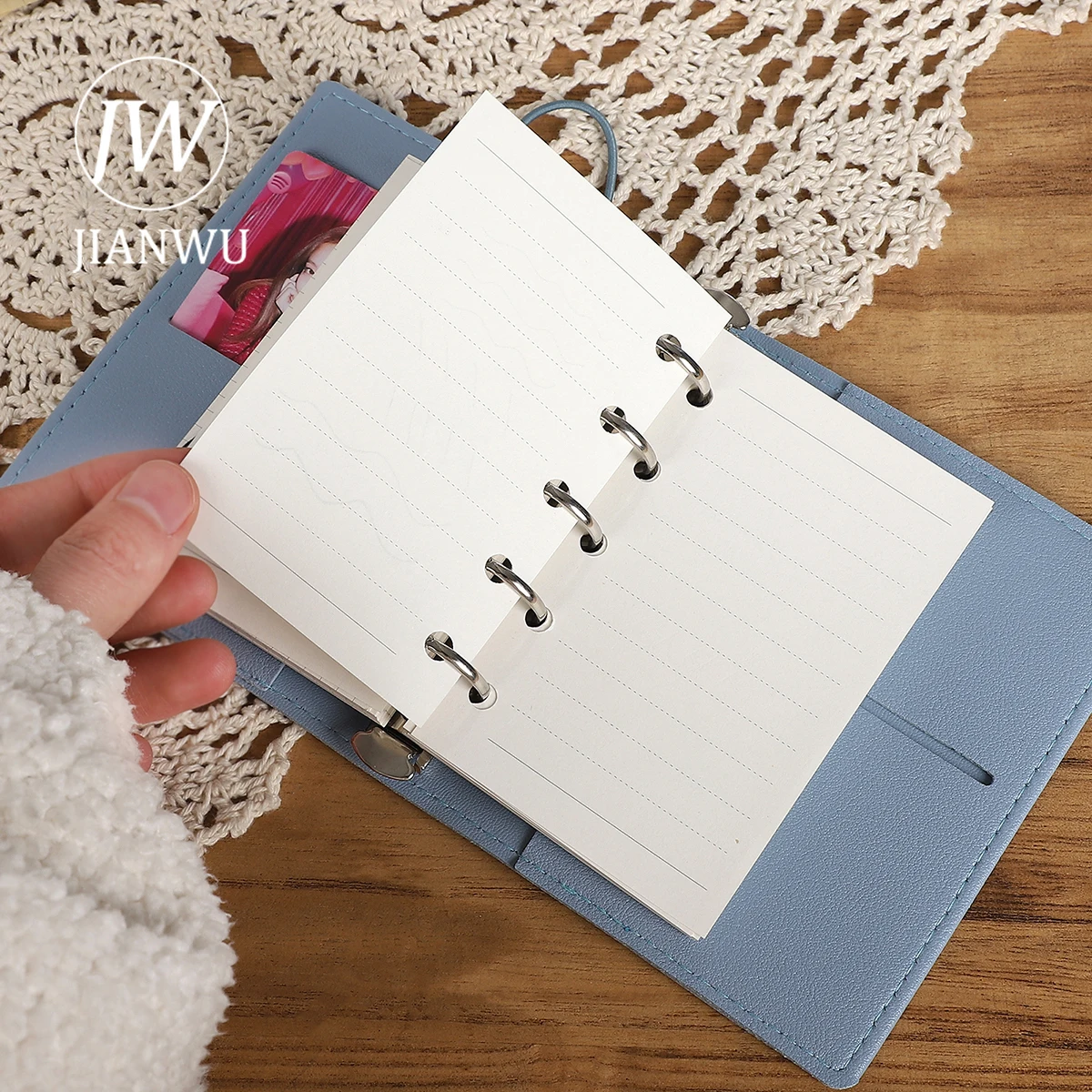 JIANWU M5 Vintage Leather Mini Loose-leaf Notebook 5-holes Hand Ledger Creative DIY Journal Student Supplies Stationery