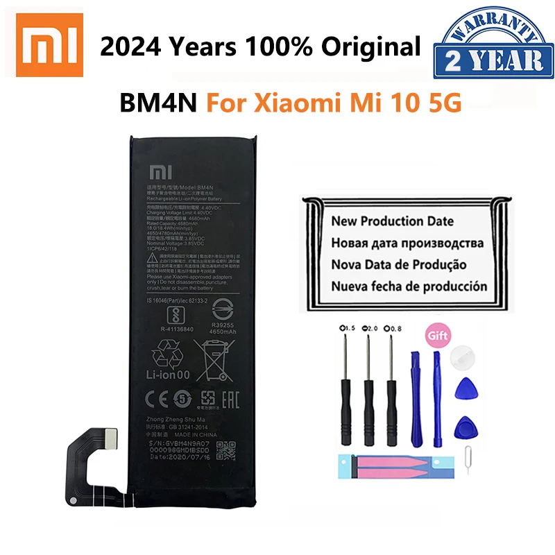 100% Original Battery BM4M BM4N For Xiaomi Mi 10 Pro 5G Xiaomi 10Pro Mi10 5G Genuine Phone Replacement Bateria Batteries