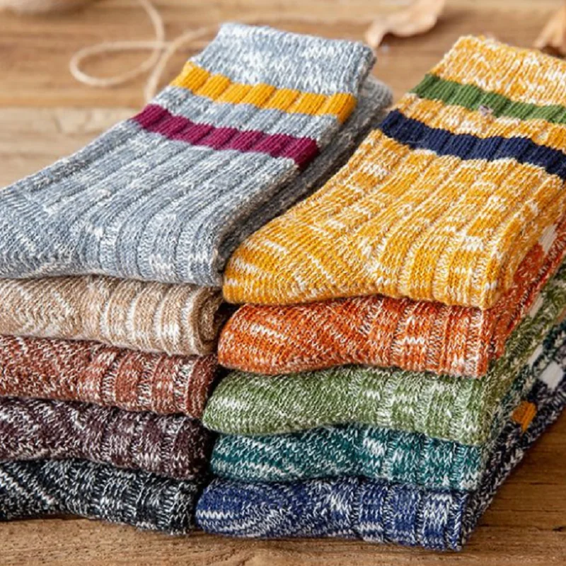 10 Pairs of Men\'s Christmas Snowflake Print Striped Socks, Comfortable And Breathable Casual Socks, Suitable For All Seasons