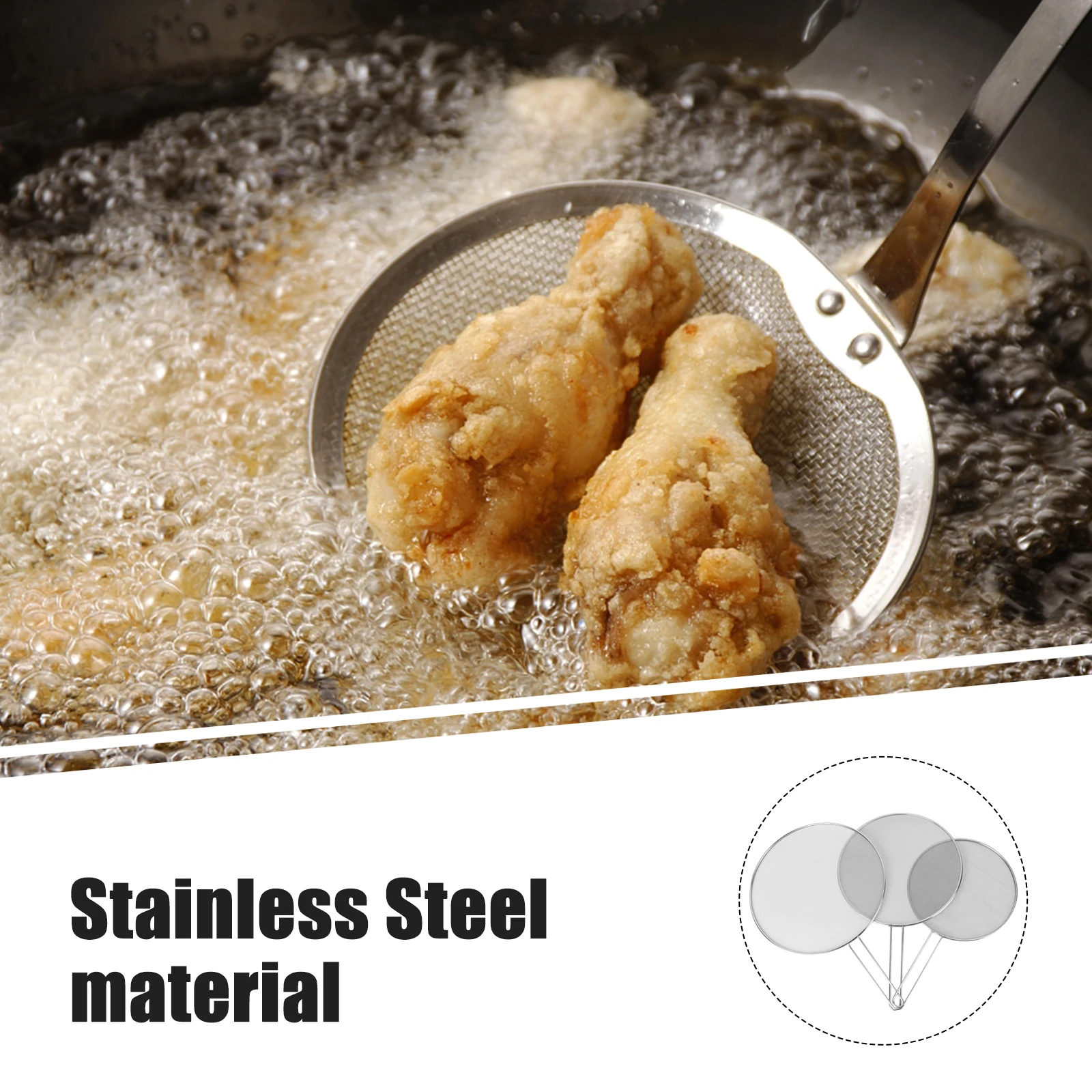 

3Pcs Oil Guard Mesh Strainer Stainless Steel Splatter Screen for Pans Pots Skillets Flat Drain Strainer Cooking Steaming Baking