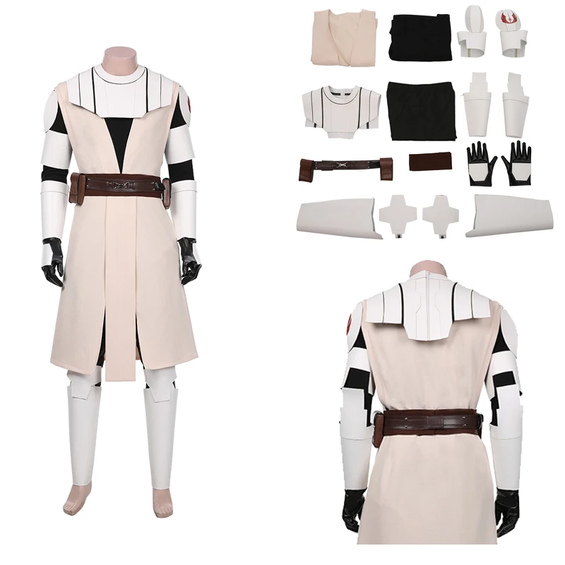 Obi Wan Kenobi Cosplay Traje para Homens, Roupas Anime, Casaco, Blusão, Calças, Halloween, Carnaval, Festa, Roupas Disfarçadas