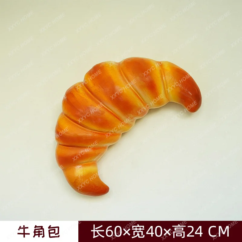 Simulation Hamburger Bread Model Croissant Sculpture Bakery Creative Signature Door Head Wall Hanging Luminous