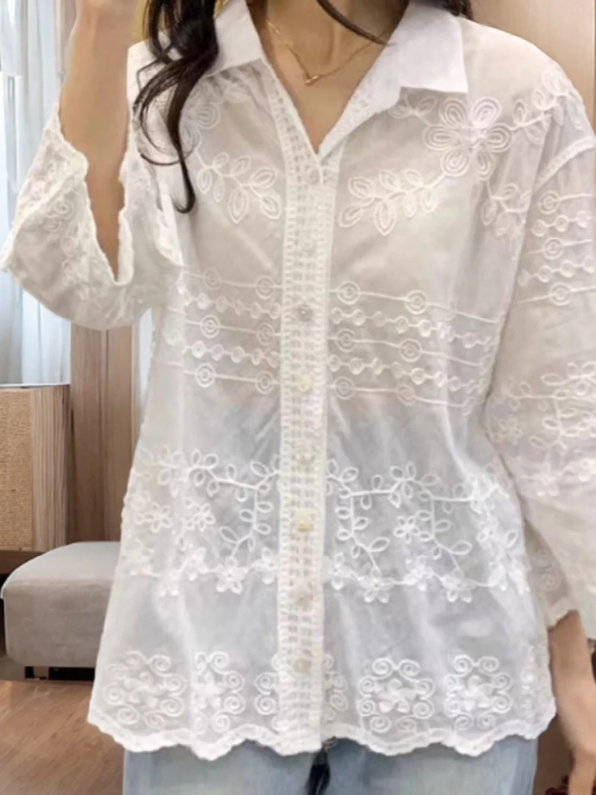 Doux blanc irt femmes ample bouton unique conception coréenne Sle trajet vent lanterne Sve couleur Pure haut pour un Look plus jeune