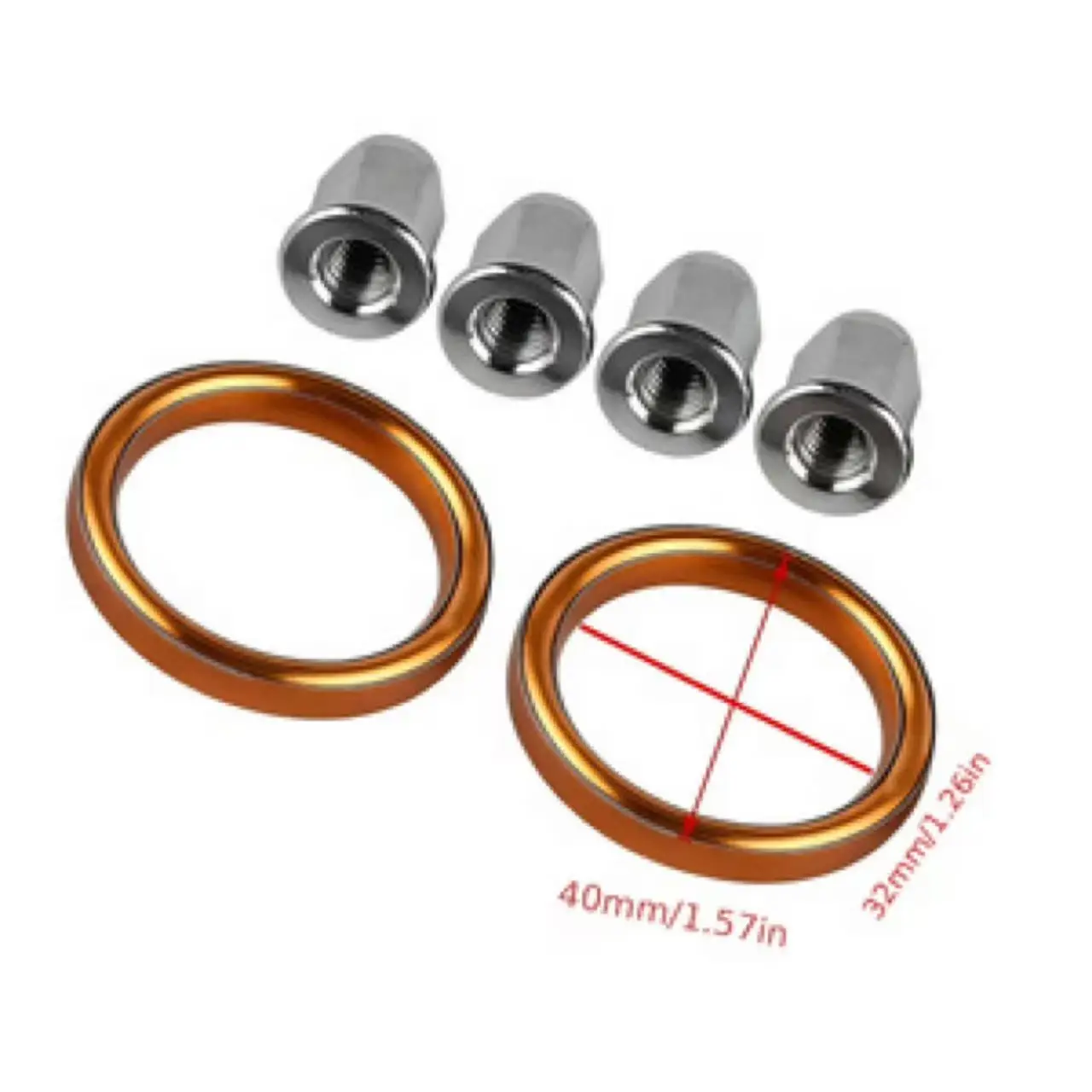 Exhaust Gasket Seal Ring M6 Dome Nut Kit Chrome Plated For Motorbike Motorcycle Exhaust Pipe Aftermarket Replacement Hardware view 2