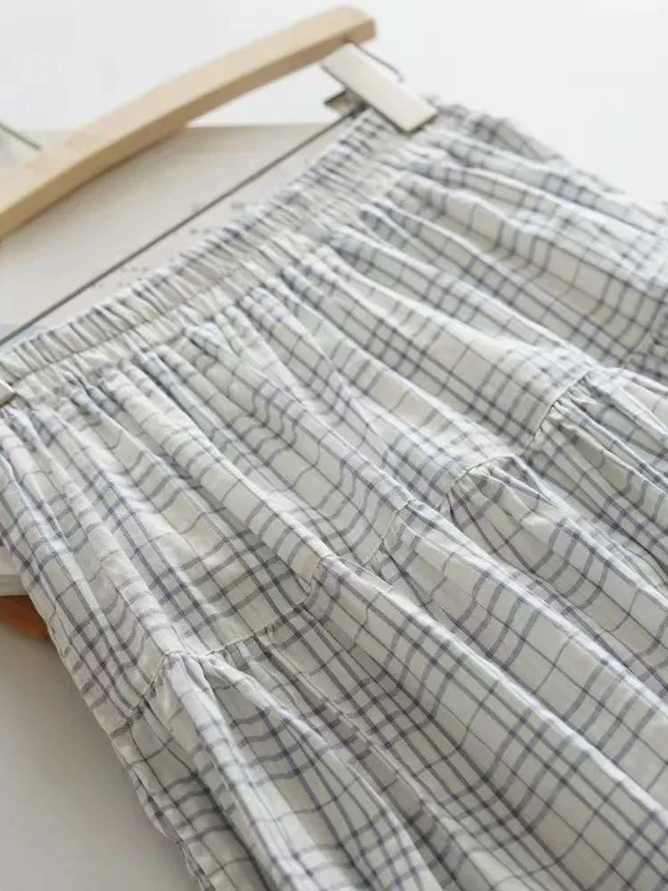 

Художественная клетчатая юбка-миди трапециевидной формы, женская летняя облегающая юбка с высокой талией в стиле пэчворк, винтажная тонкая модель