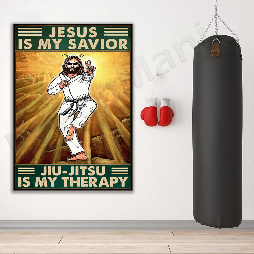 christian jesus is my savior jiu jitsu is my cure poster jiu jitsu martial arts home life decoration poster