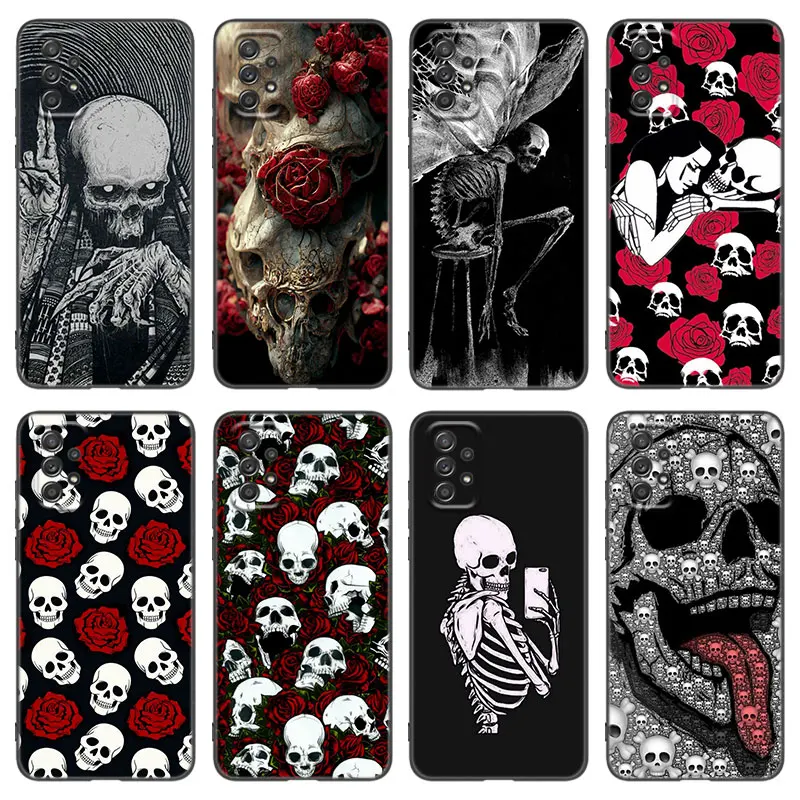 Gothic Fashion Skull Phone Case For Samsung Galaxy A13 A22 A32 4G A53 A73 5G A21 A30 A50 A52 S A12 A23 A31 A33 A51 A70 A71 A72