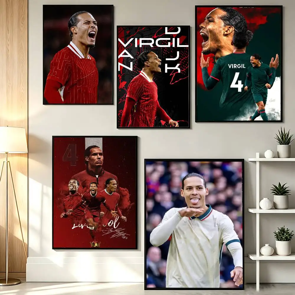 Football Defender Virgil van D-Dijk Poster HD Self Adhesive Waterproof Wall Art Ideal for Home Office Dorm Gift