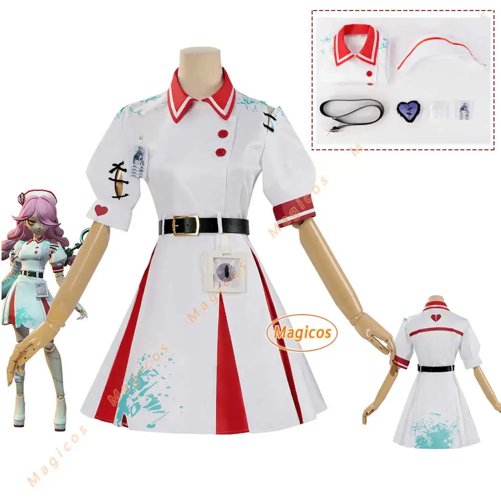 Медсестра Хизер Косплей Игра Eggy Костюмы для вечеринок Белый костюм медсестры Платье французской горничной Женская одежда для ролевых игр на Хэллоуин