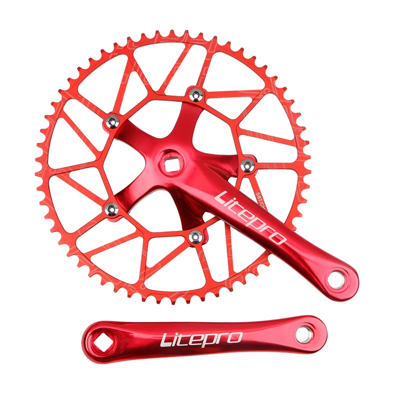 Litepro 130BCD Folding Bicycle 5 Bolts Crankset 170mm 5 Holes Sprocket 48/50/52/54/56/58T Chainring for BMX/Road Bike Crank