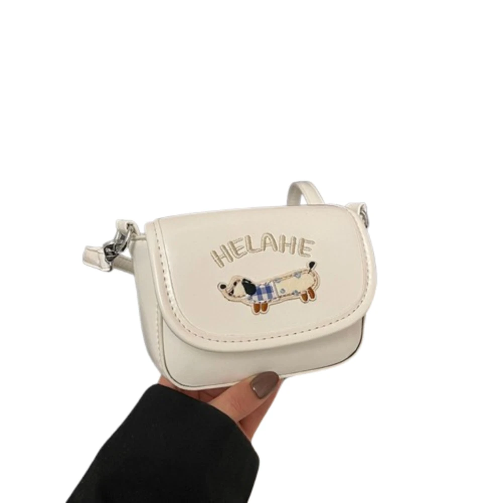 

Kawaii Leather Square Bag Cute Puppy Coin Purses Puppy Embroidery Crossbody Bag Korean Style Storage Mini Saddle Bag Girls